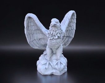 Gray eagle statue Plastic eagle with wings Outdoor sculpture Bird lover gift