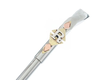 Handmade Customizable Yerba Mate Straw with Bronze, Copper and 925 Silver appliqués. Removable filter - We can make it with your initial