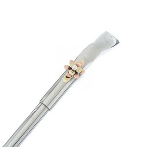 Handcrafted Yerba Mate Straw with Bronze, Copper, and 925 Silver Applique. Removable Filter