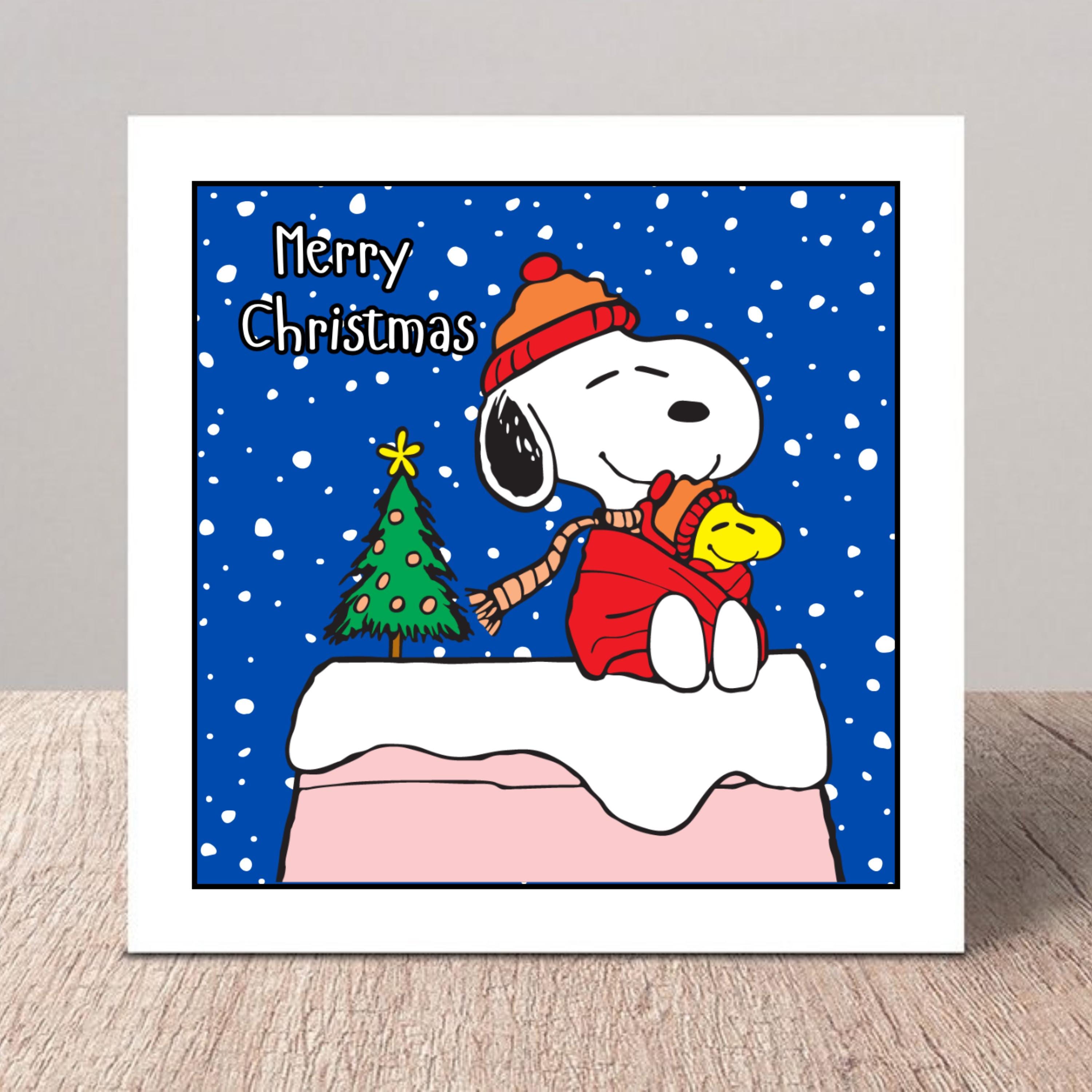 snoopy xmas card - etsy uk