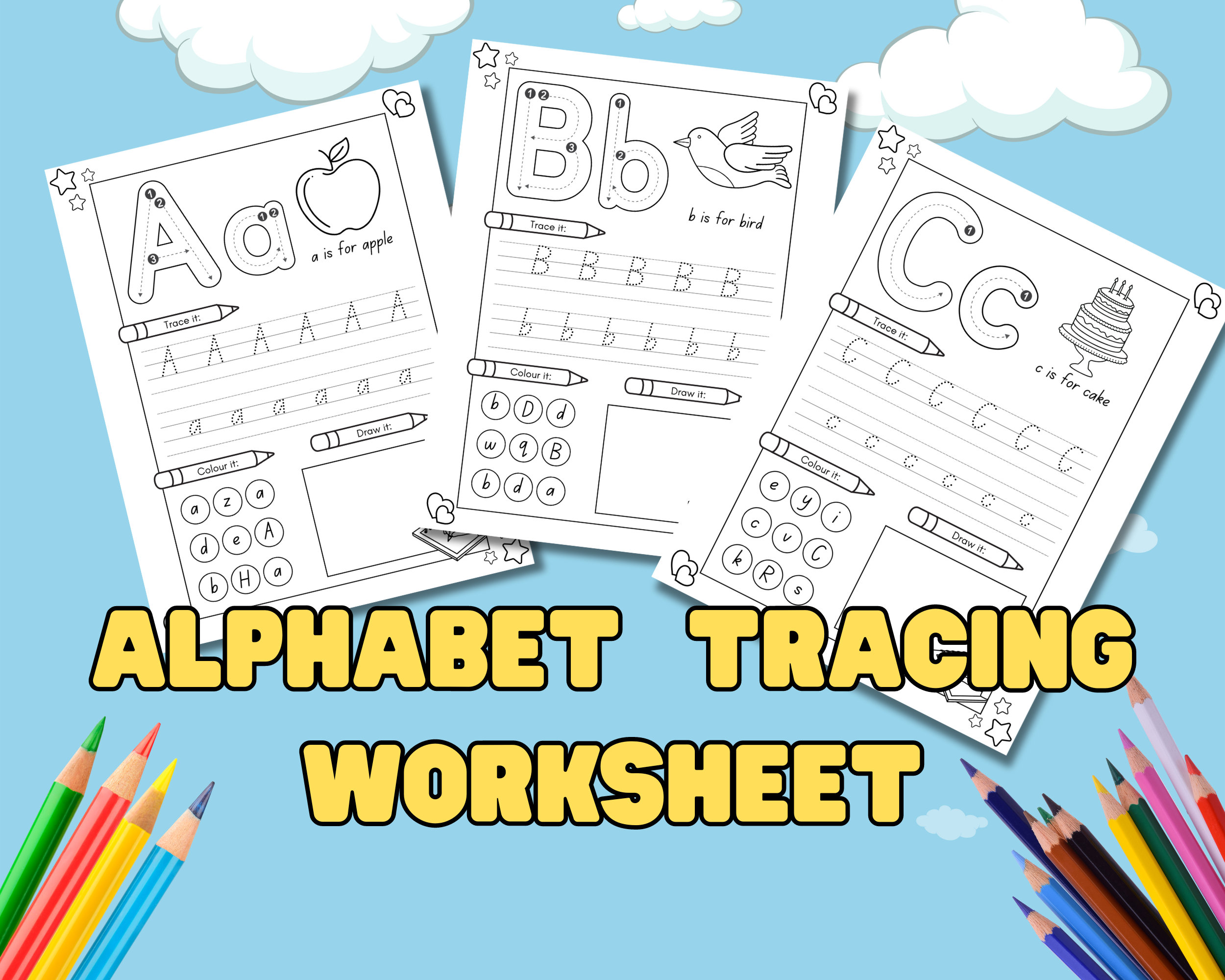 26 Printable Uppercase and Lowercase Alphabet Tracing Worksheets