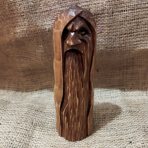 Odin statue. Wood carving. Scandinavian mythology. Nordic Gods. Wotan idol