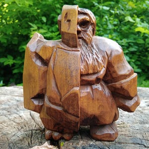 Hand-carved Odin Allfather statue. Norse God of wisdom & magic