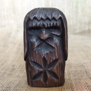 Perun statue. Slavic God of Thunder. Wooden figurine. Hand-carved. Pagan decor.