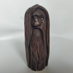 Handmade wooden Odin statue. Norse God figurine, viking decor, carved wood