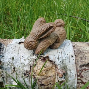 Hand-Carved Wooden Bunny: Rustic Home Decor, Animal Lover Gift
