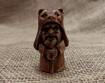Hand carved rustic forest spirit figurine for woodland themed home decor