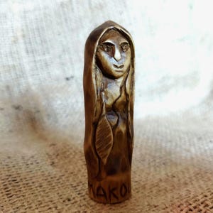 Hand Carved Makosh Statue: Slavic Goddess Figurine