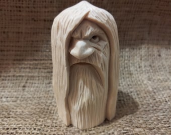 Odin statue. Wotan idol. Wood carving. Scandinavian mythology. Nordic Gods.