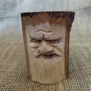 Forest spirit figurine. Mystical Tree Face. Handcrafted Wood Sculpture