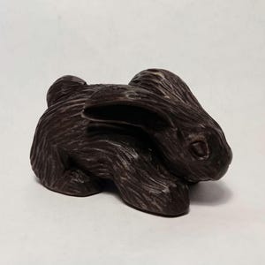 Hand Carved Wooden Rabbit Statuette: Rustic Woodland Decor