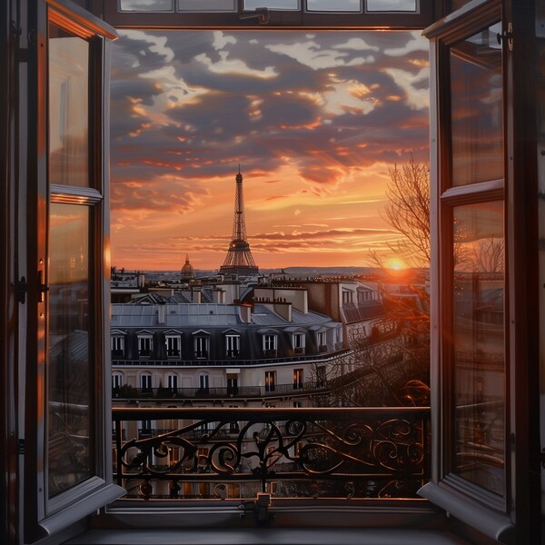 Eiffel Tower Art, Sunset Print, Paris Wall Art, Paris Photography, Paris Bedroom Decor, Modern Wall Arts, City Wall Art, Parisian Decor