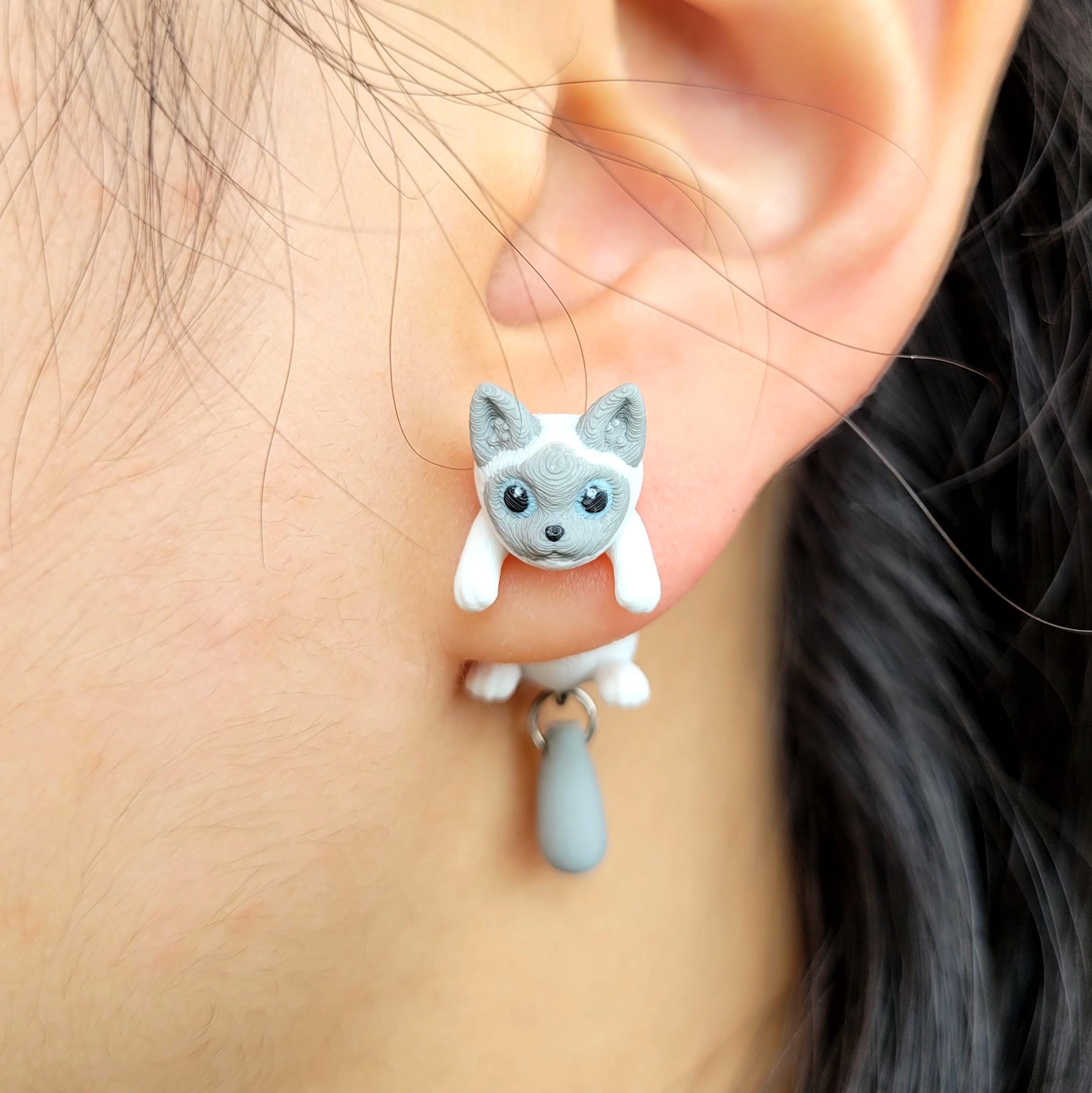 Orecchini Gatto E Cuore: Eleganti Orecchini Gatto Nero E Bianco - Foto 12