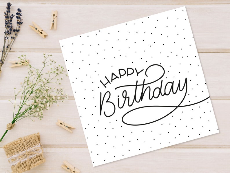 Happy Birthday Printable Gift Tag, Minimalist Birthday Tag, Printable ...