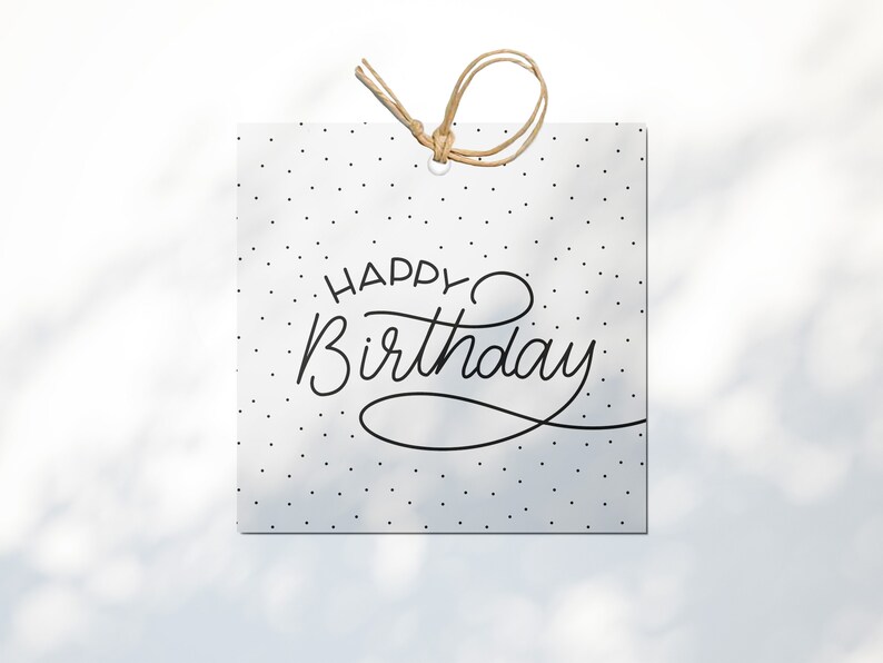 Happy Birthday Printable Gift Tag, Minimalist Birthday Tag, Printable ...