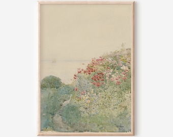 Cottage di campagna francese d'epoca - Paesaggio floreale - Dipinto da giardino - Stampa giclée - Arte murale