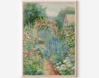 French Country Cottage Garden Giclée Print | Farmhouse Wall Art