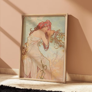 Art Nouveau Wall Art - Alphonse Mucha - Vintage posters Wall Art - Elegance and Nature - Vintage Fine Art Print