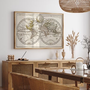 Map Of The World - Vintage World Map -  Vintage Map - World Map - Old Map - Rustic World Map