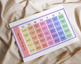 Kids&#39;s Acts of Kindness Calendar, Kindness Calendar, Random Acts of Kindness, Kindness Calendar for Kids, Gratitude List, Gratitude Calendar
