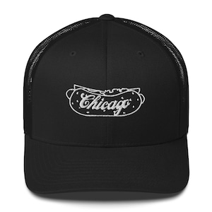 Chicago Hotdog Hat, Chicago Embroidered Trucker Hat, Chicago Illinois Dad Hat, Chicago Lover Gift, Chicago Trucker, Chicago Style Hotdog Hat