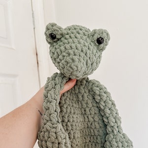 Handmade Knotted Froggy Lovey | Crochet Snuggler | Heirloom Stuffed Animal | Ready to Ship