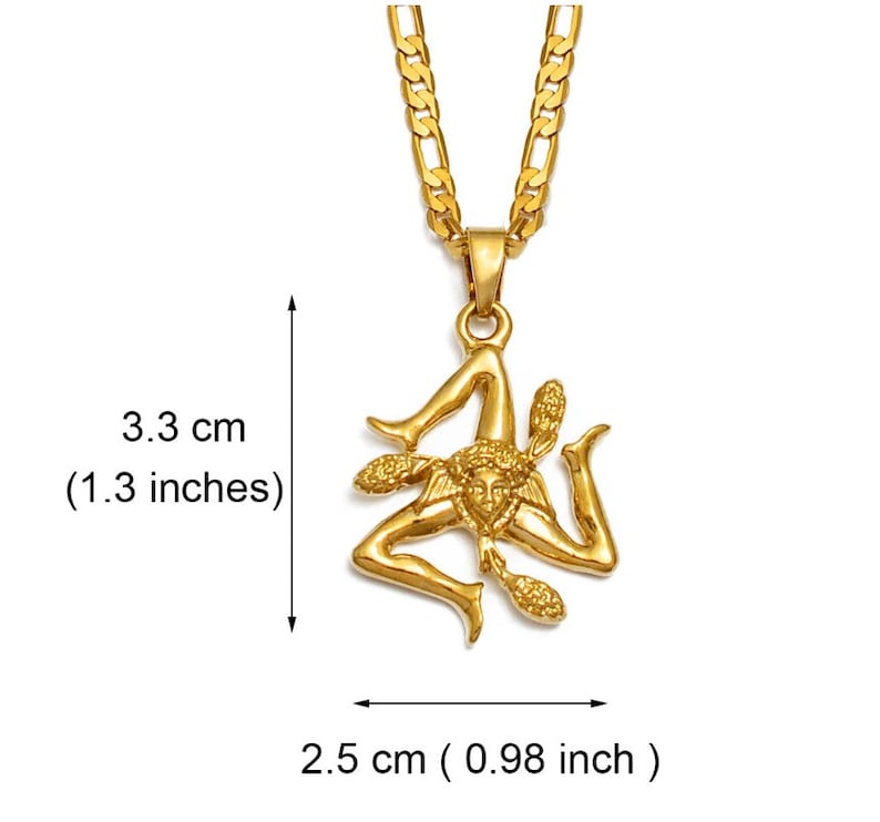 18K Gold Plated Sicily Trinacria Symbol Necklace sicily Three Legged