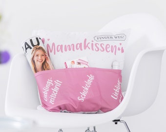 Trendkissen "Mama"Kissen rosa-weiss Geschenk zum Geburtstag Muttertag für Mutti Mutter Mama oder als Mitbringsel für alle Anlässe (43x43cm)