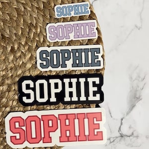 Name Sticker, Varsity Font, Name Stickers Vinyl, Stickers For Water Bottles, Stickers For Tumblers, Laptop Stickers, Team Name Stickers