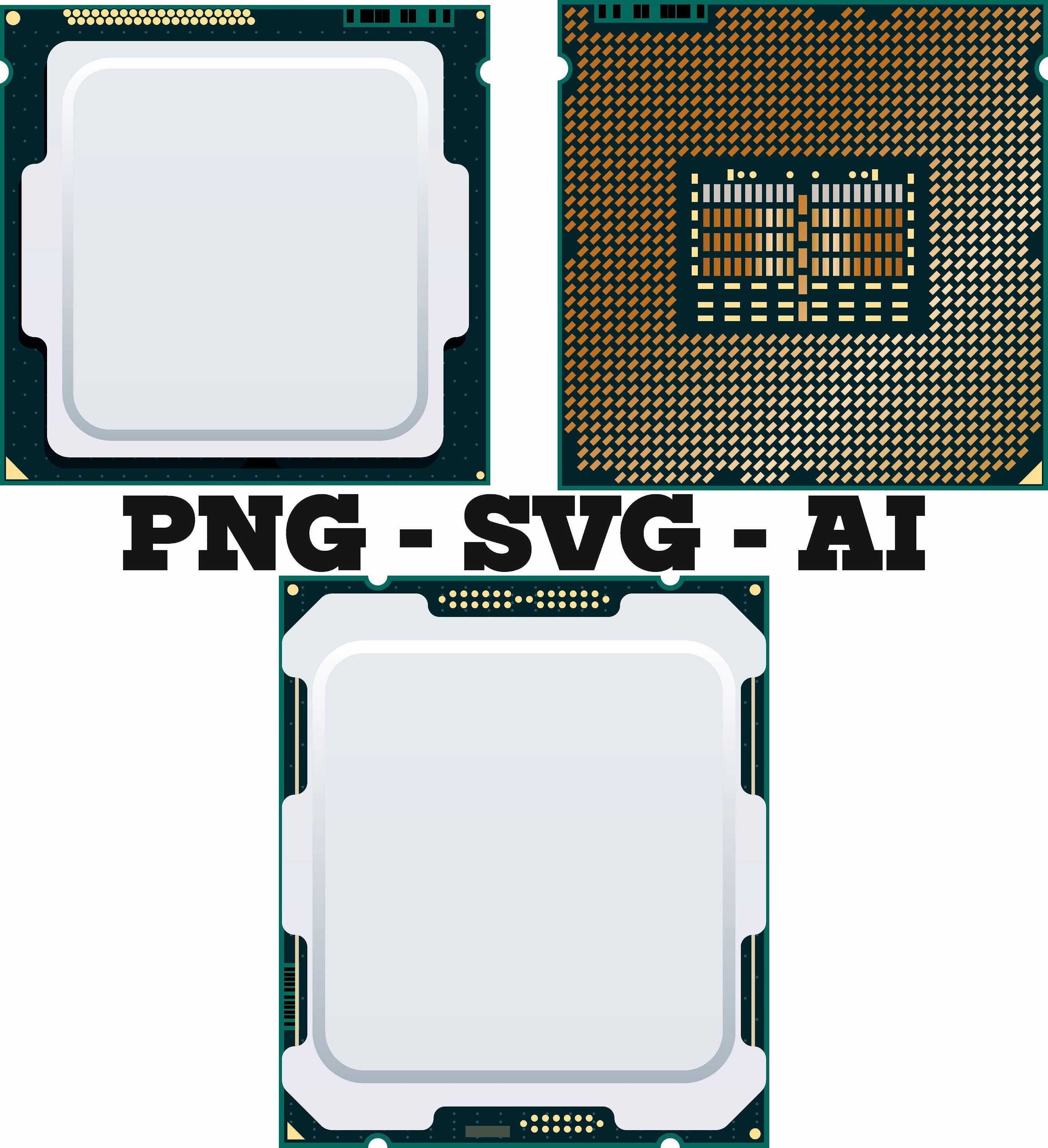 Set of Vector Images of Cpus. SVG, PNG, AI Files. Perfect for Tech ...