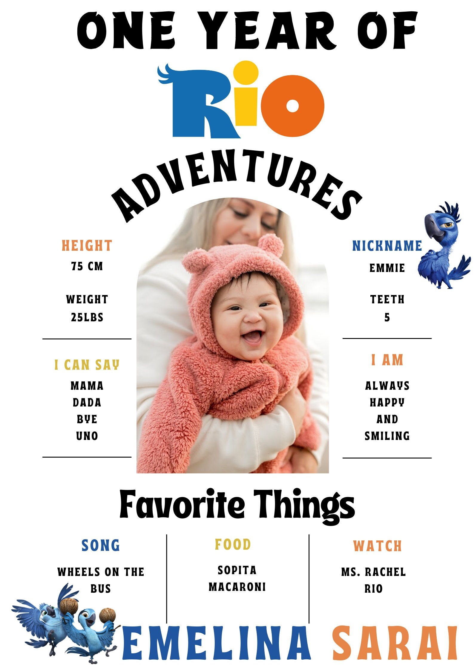 Baby's First Year rio Themed CANVA Template - Etsy