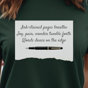Poetic Haiku T-Shirt Fountain Pen & Paper Design Poetry Lover Gift Literary Apparel for Writers and Word Enthusiasts