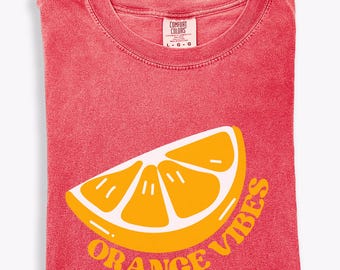 Zomer-T-shirt Orange Vibes: T-shirt met citrusprint, bijpassend vakantieshirt
