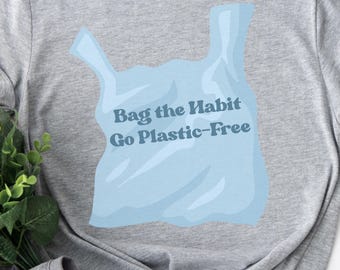 Eco-Friendly Unisex T-Shirt Bag the Habit Plastic-Free Sustainable Style Environmentalists Gifts for Eco-Conscious Environmentally Friendly