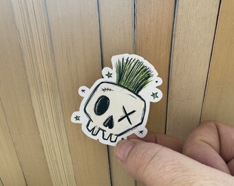 Spooky Skull Plant Book Bookish Quote Sticker