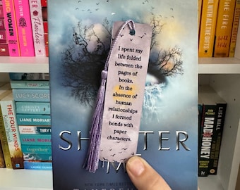 Shatter Me Inspired Metal Bookmark with Quotes