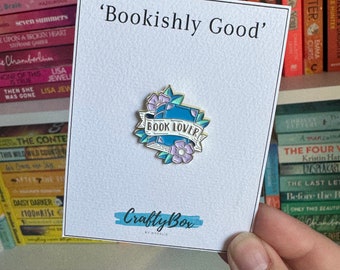 Floral Book Lover Flores Esmalte Pin Insignia Libros Bookish