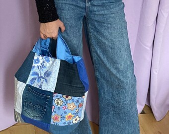 Sac cabas jean bleu