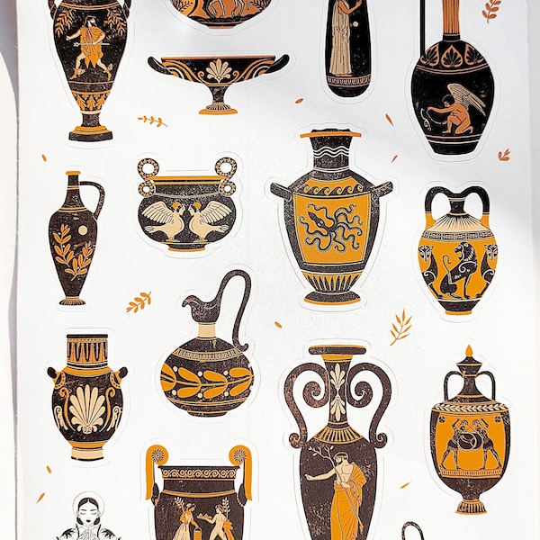 Greek pottery sticker sheet- greek vase stickers pottery stickers historical sticker