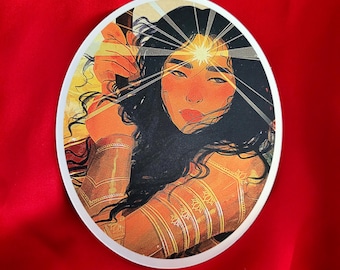 Lichtbringer- Holo Sticker- Fantasy Mittelalter Frau Ritterin Sticker Knightcore Paladin
