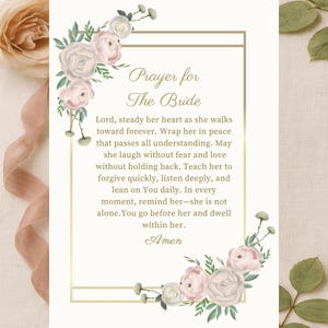 Christelijke gebedskaarten bruiloft – cadeau voor bruid en bruidegom | Afdrukbare aandenkengebeden voor ouders, huwelijk en trouwdag | Elegant op geloof gebaseerd