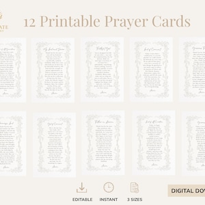10 tarjetas de oración de boda imprimibles / Regalo devocional para novios / Recuerdo cristiano de matrimonio / Imprimibles de fe para el día de los votos