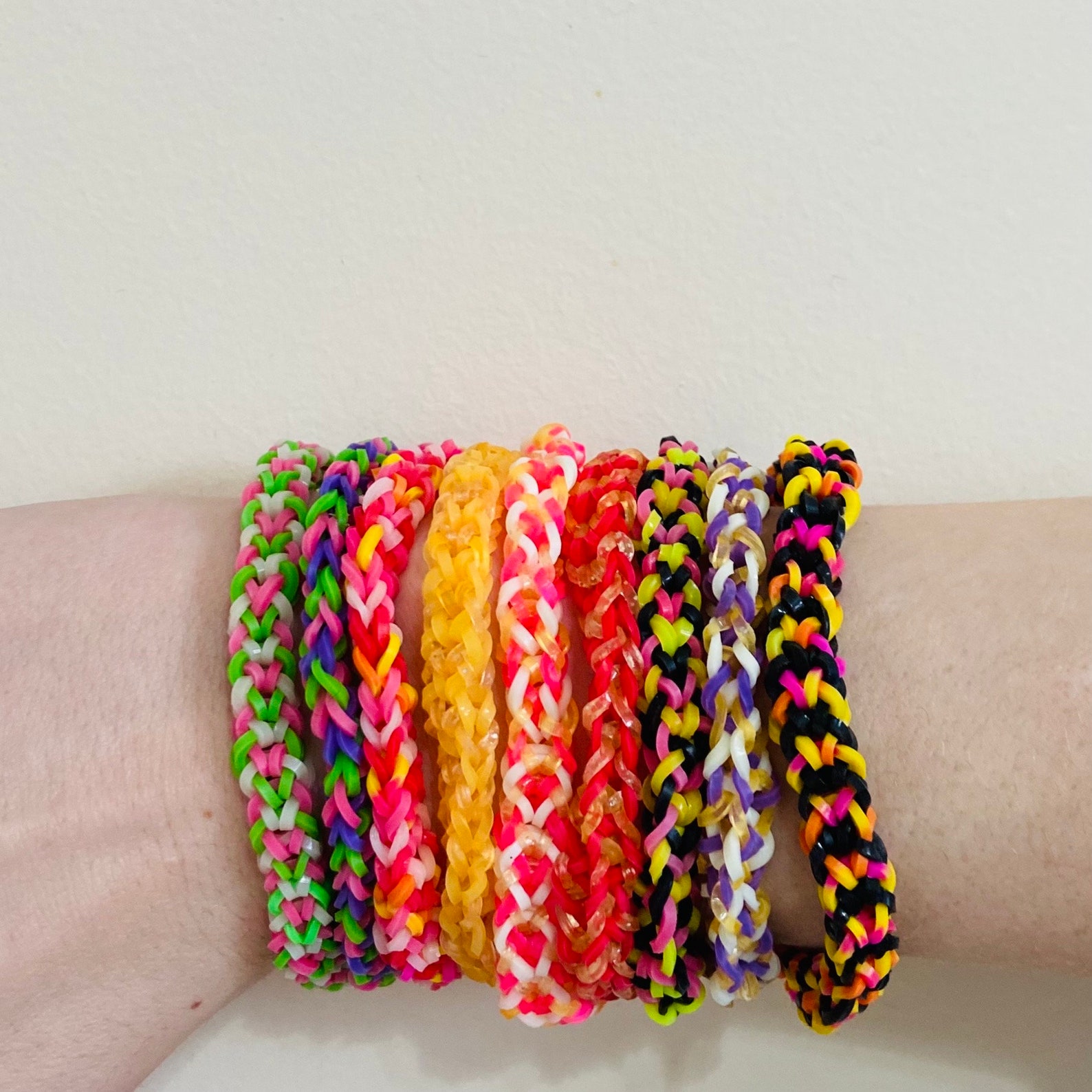 Bundle of Inverted Fishtail Rainbow Loom Band Bracelets - Etsy