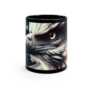 Patriotic Eagle Head Coffee Mug: American Flag USA Gift