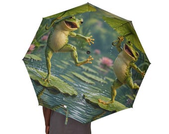 Laughing Frogs Pond Pattern Umbrella | Foldable Rain Umbrella