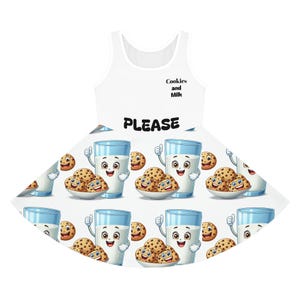 Cute Cartoon Cookies Sundress for Girls, Playful Summer Dress, Kids' Party Dress, Birthday Gift, Fun Tea Party Outfit, Comfortable Playwear