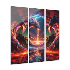 Vibrant Acrylic Triptych: Modern Wall Art Prints, 36&#39;&#39; x 12&#39;&#39;