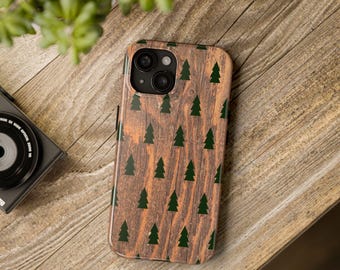 Custodia per iPhone effetto legno: robusta cover protettiva con stampa ad albero