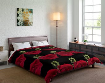 Couette florale roses : ensemble de housse de couette élégante pour la chambre à coucher