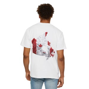 Camiseta unissex do Orgulho Canadense, camiseta tingida, camiseta com o mapa do Canadá, presente casual para viajantes, roupa exclusiva para o Dia do Canadá